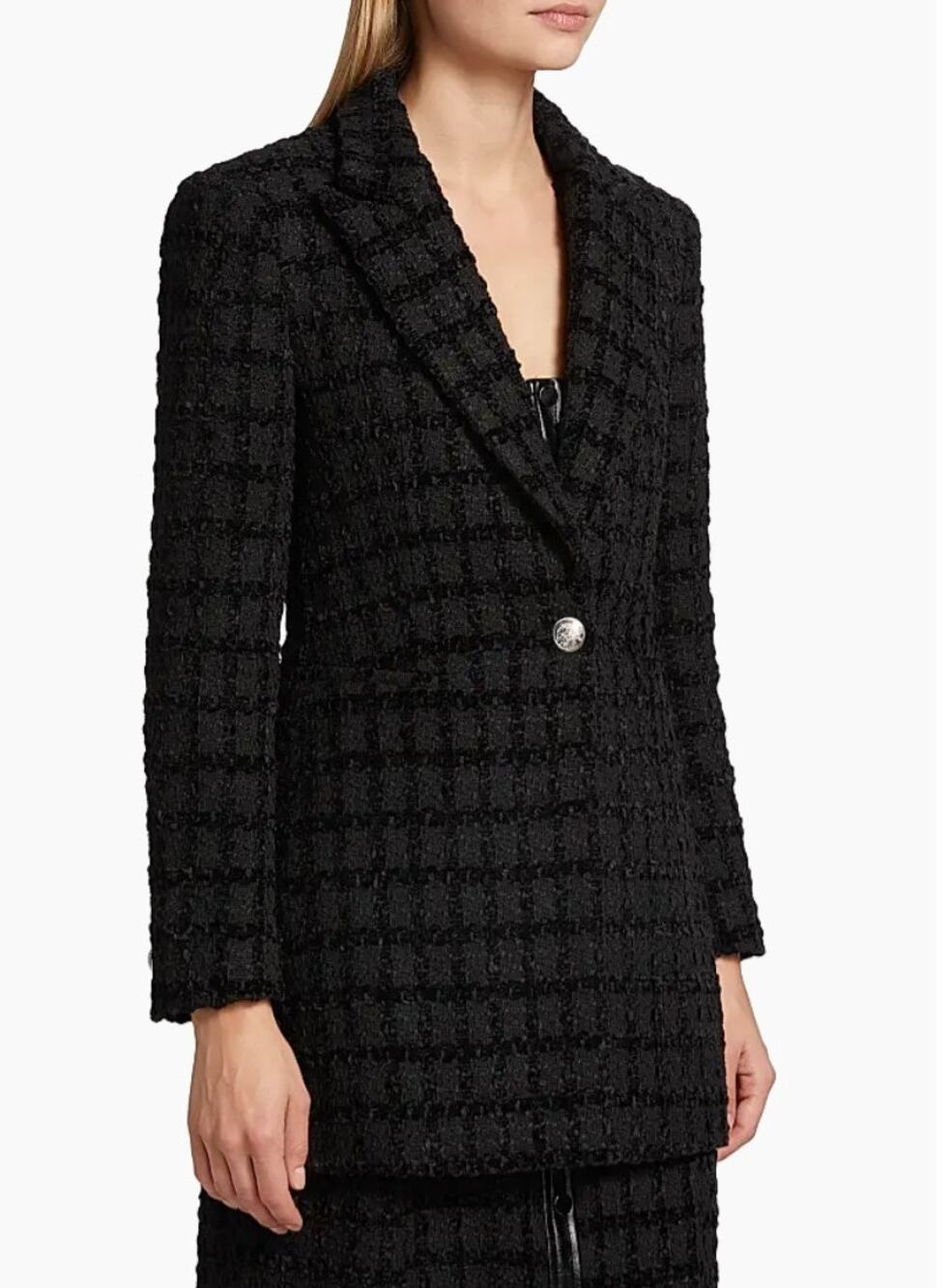 En Saison Melbrooke Tweed Single-Breasted Blazer Black Sz Large Runs Small NWT